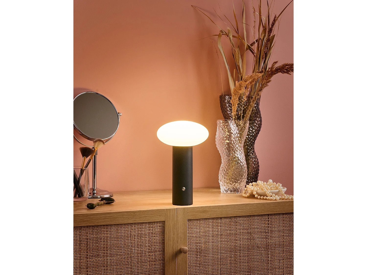 Candeeiro de mesa LED sem fios BUAYAN Com regulador de intensidade Metal Preto