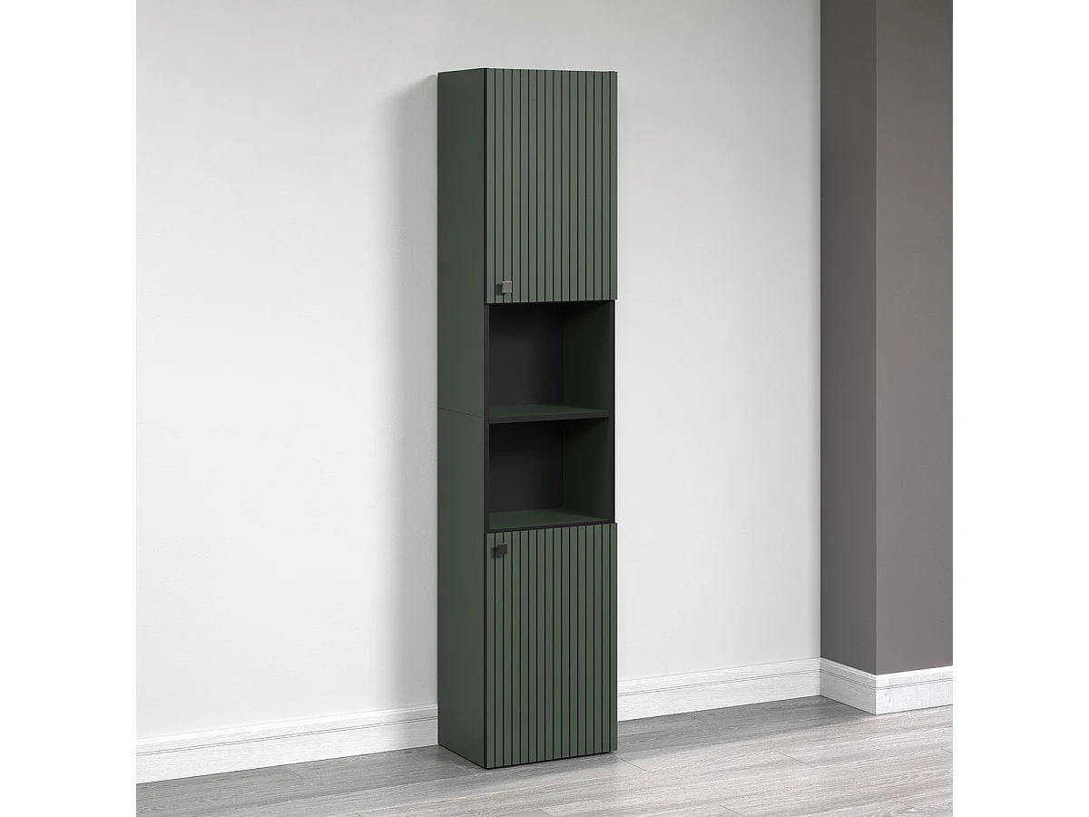 Colonne de salle de bain rainurée 2 portes, 2 niches H186 cm - PUREBLISS