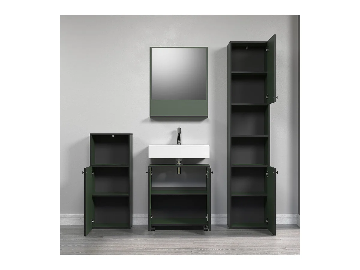 Badezimmersäule mit Rillen, 2 Türen und 2 Fächern H186 cm - PUREBLISS