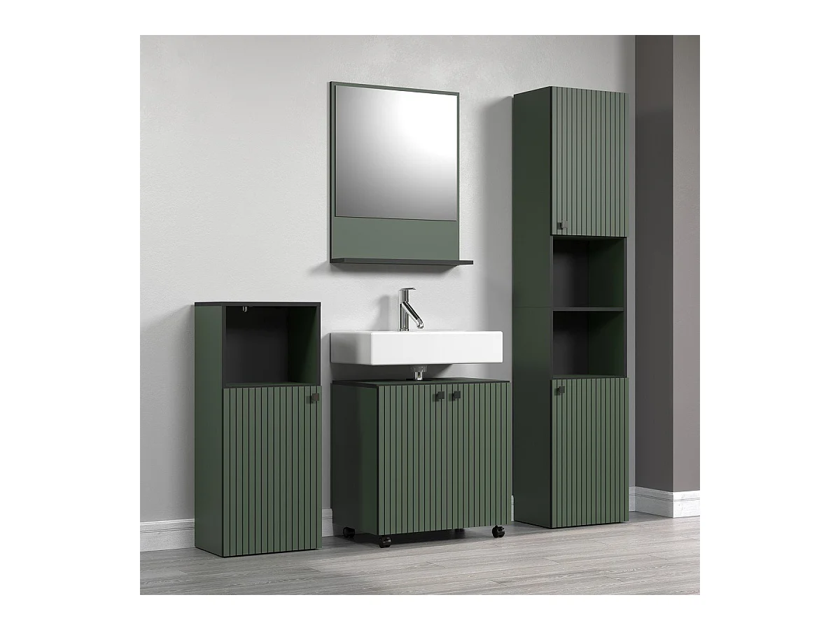 Badezimmersäule mit Rillen, 2 Türen und 2 Fächern H186 cm - PUREBLISS