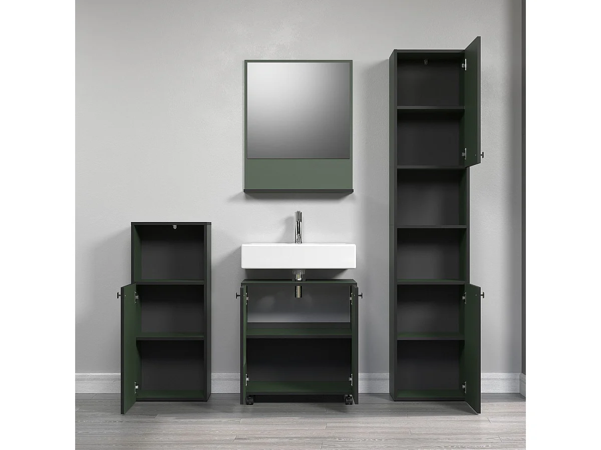 Colonne de salle de bain rainurée 2 portes, 2 niches H186 cm - PUREBLISS