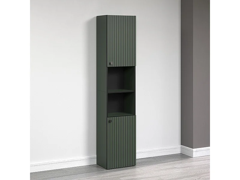 Colonne de salle de bain rainurée 2 portes, 2 niches H186 cm - PUREBLISS