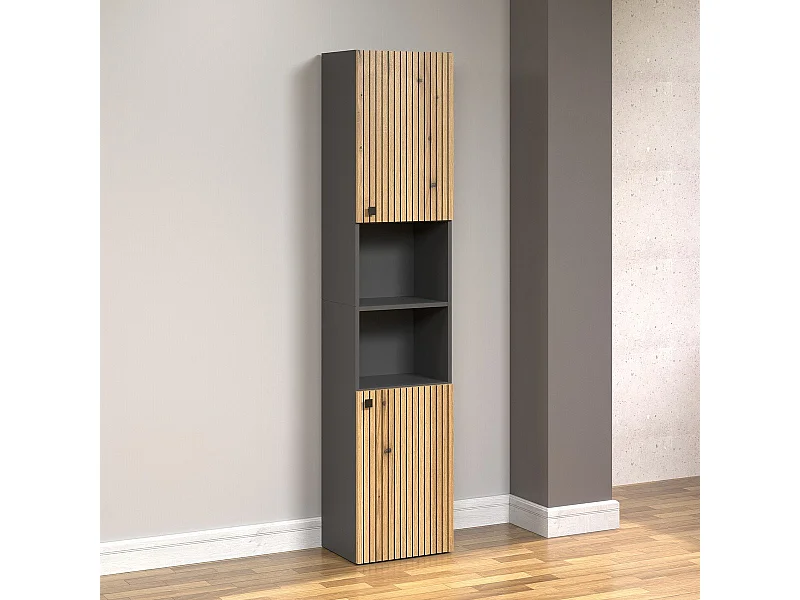 Colonna da bagno scanalata 2 ante e 2 nicchie H186 cm - PUREBLISS