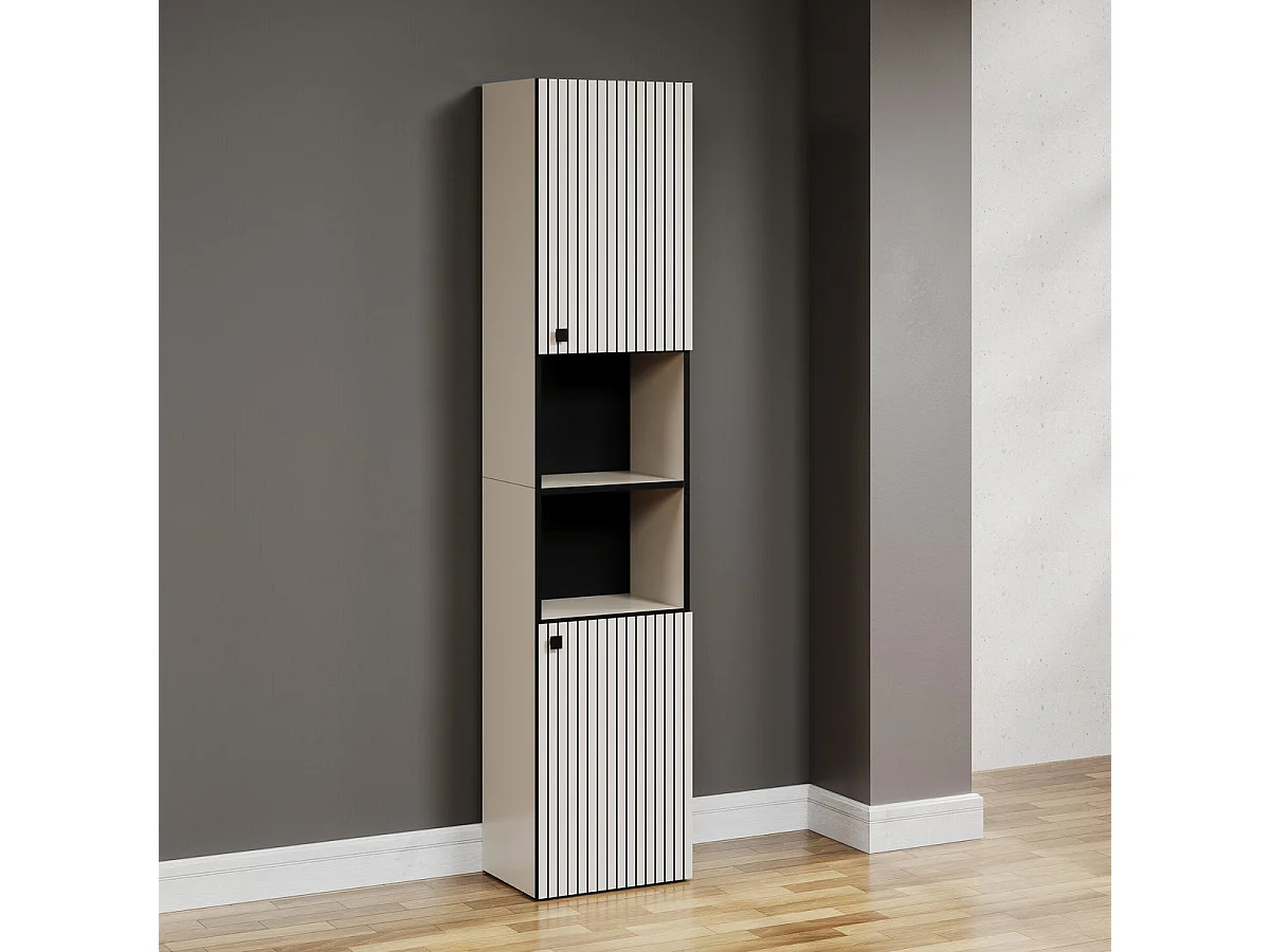 Colonne de salle de bain rainurée 2 portes, 2 niches H186 cm - PUREBLISS