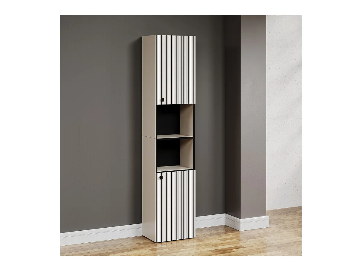 Columna de baño ranurada 2 puertas, 2 nichos H186 cm - PUREBLISS
