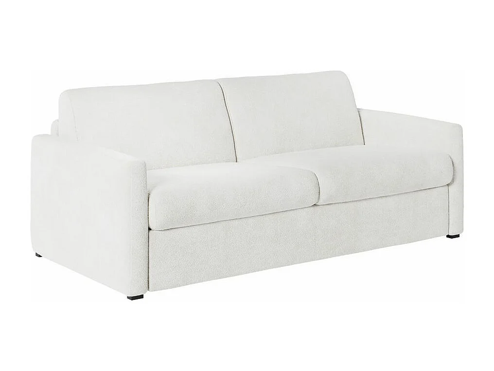 Canapé convertible express 3 places AGATHE en tissu bouclette - Matelas 13cm - Blanc - 140x190cm