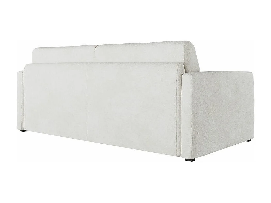 Canapé convertible express 3 places AGATHE en tissu bouclette - Matelas 13cm - Blanc - 140x190cm