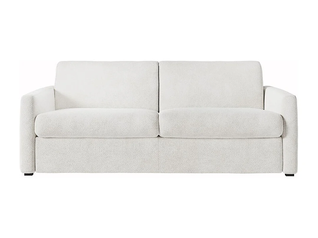 Canapé convertible express 3 places AGATHE en tissu bouclette - Matelas 13cm - Blanc - 140x190cm