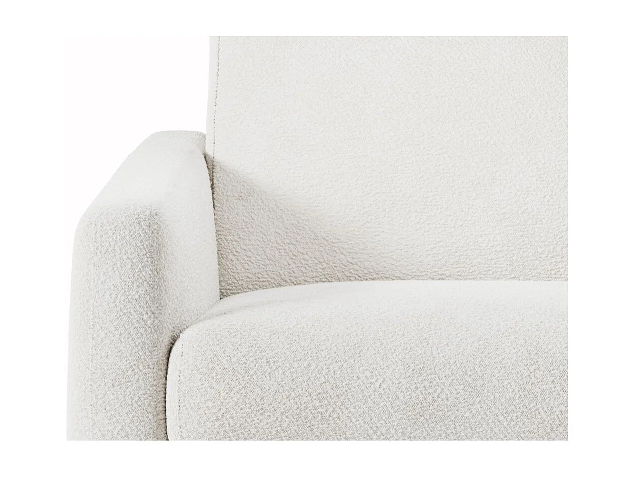 Canapé convertible express 3 places AGATHE en tissu bouclette - Matelas 13cm - Blanc - 140x190cm