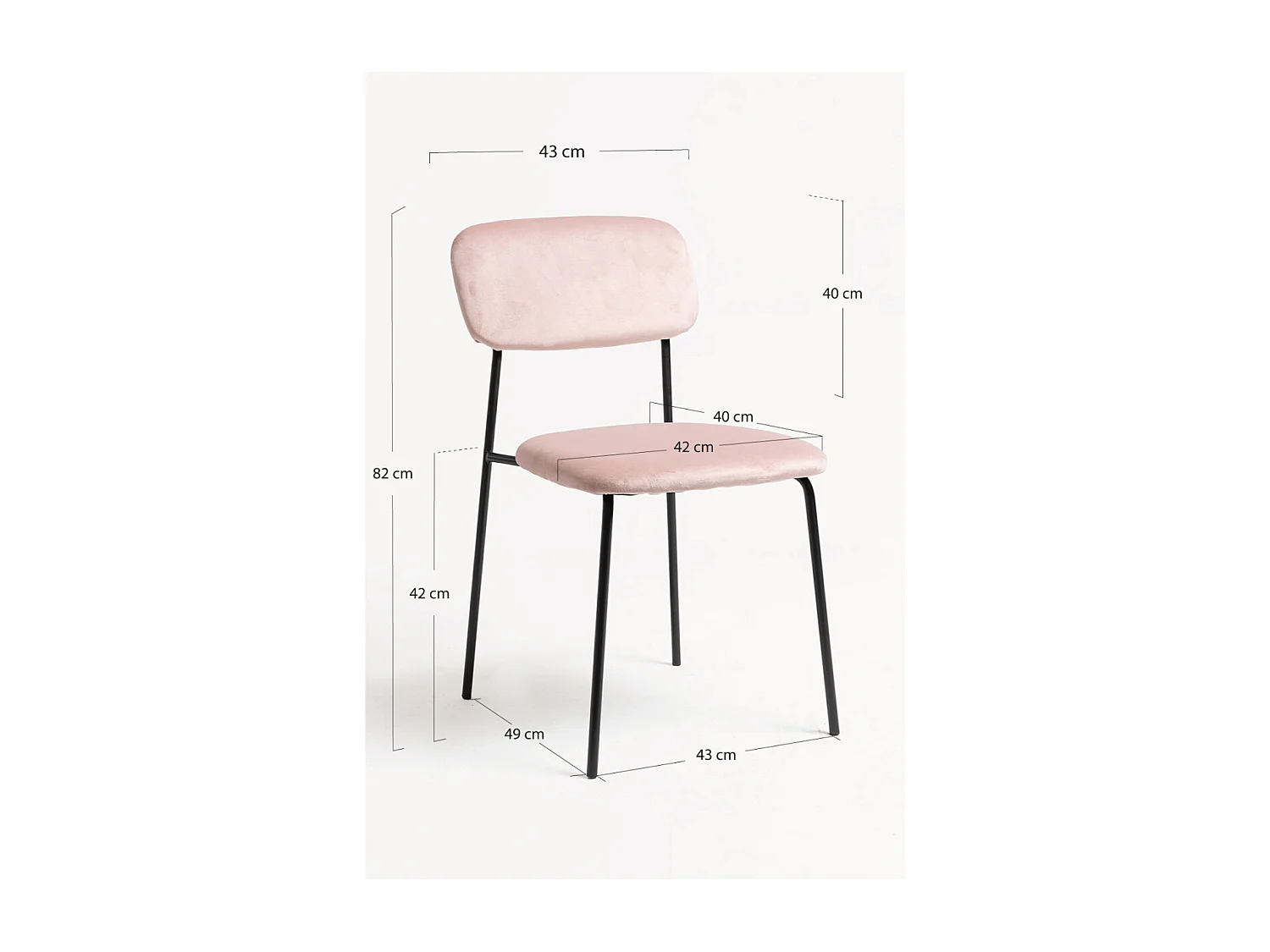 Sillas Comedor - Silla Vius Black Terciopelo - Rosa