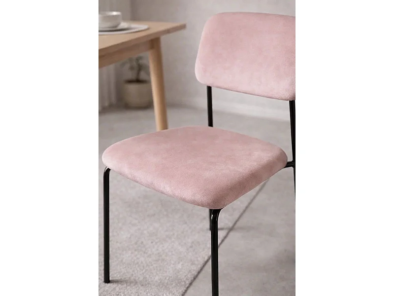 Sillas Comedor - Silla Vius Black Terciopelo - Rosa
