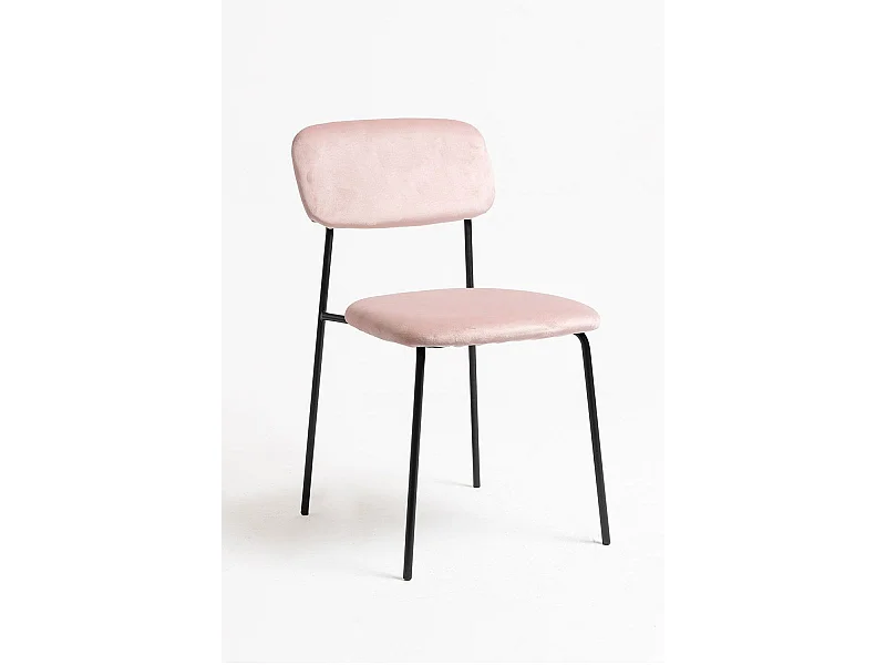 Sillas Comedor - Silla Vius Black Terciopelo - Rosa