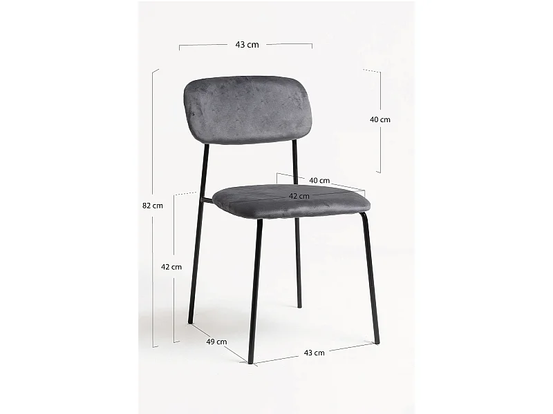 Sillas Comedor - Silla Vius Black Terciopelo - Gris