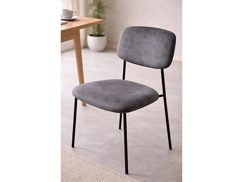 Sillas Comedor - Silla Vius Black Terciopelo - Gris
