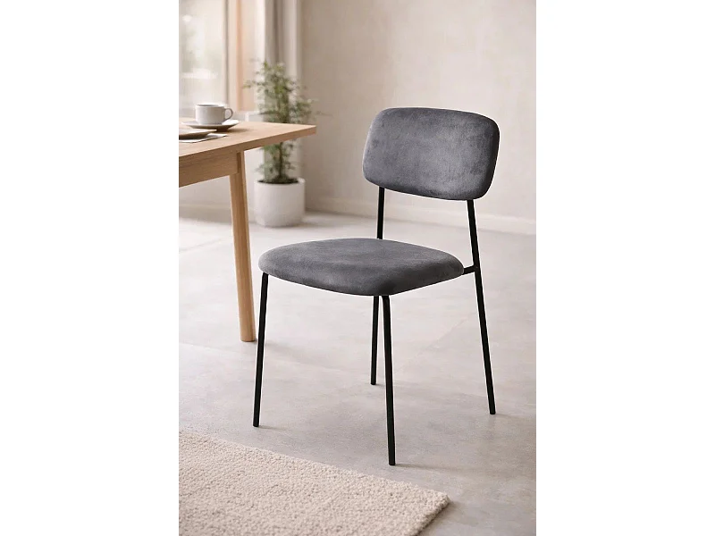 Sillas Comedor - Silla Vius Black Terciopelo - Gris