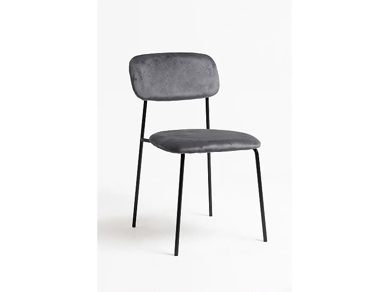 Sillas Comedor - Silla Vius Black Terciopelo - Gris