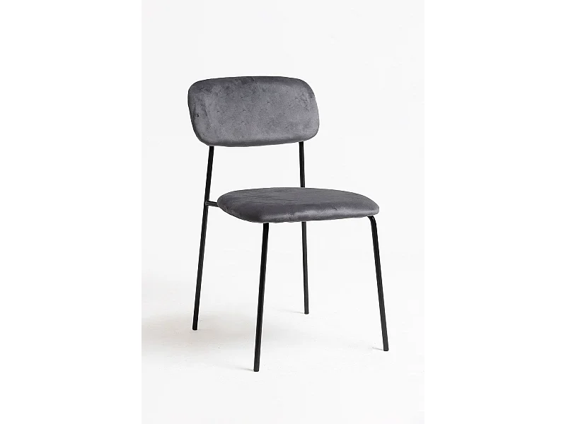 Sillas Comedor - Silla Vius Black Terciopelo - Gris