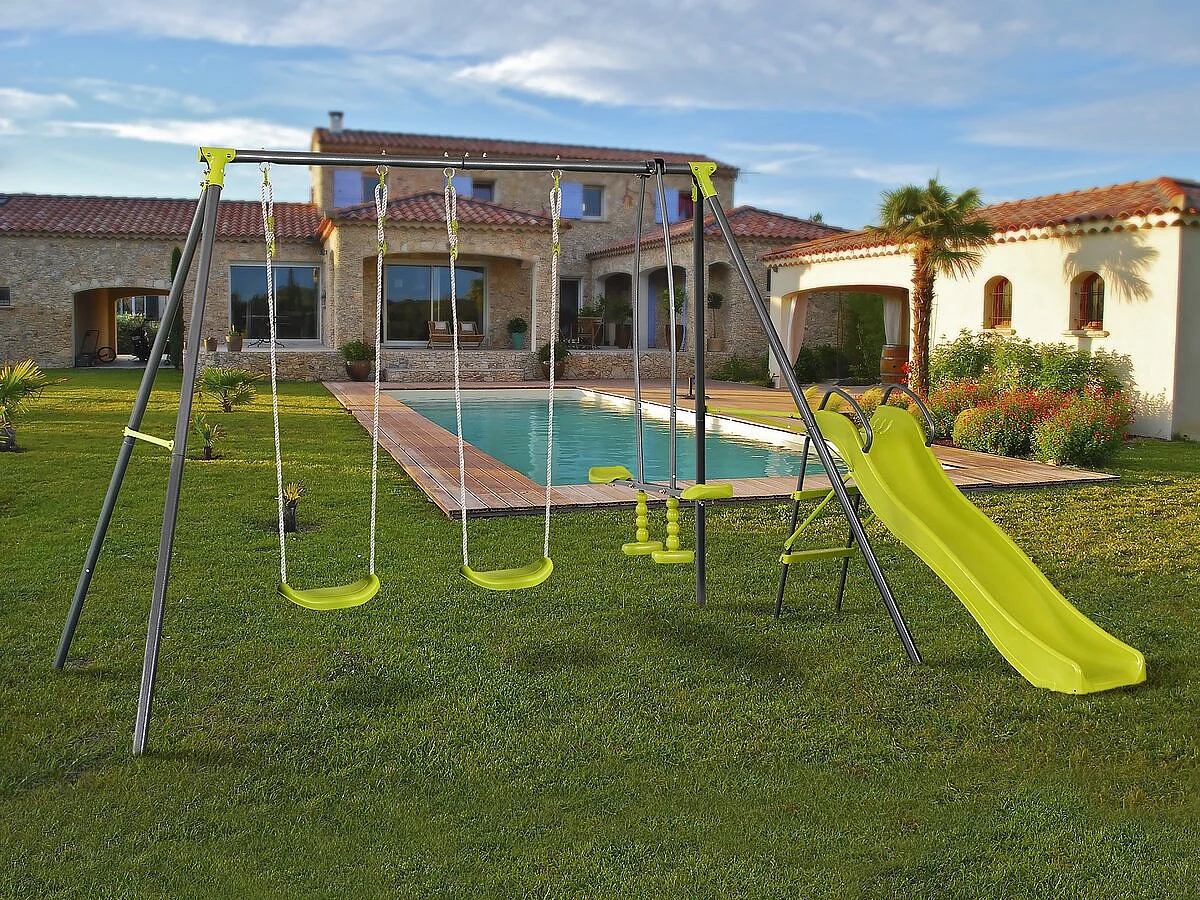Altalena in metallo "Enzo II" con 4 attrezzi per bambini da 3 a 12 anni - 315 x 225 x 195 cm