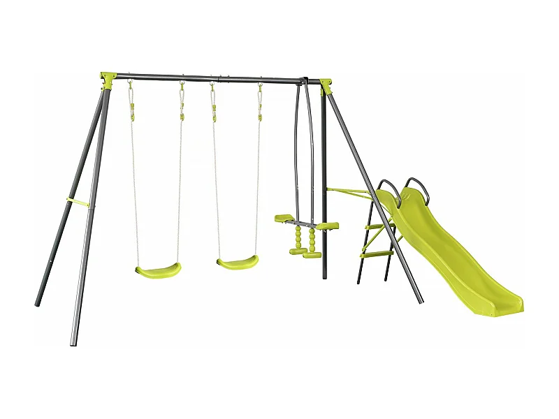 Altalena in metallo "Enzo II" con 4 attrezzi per bambini da 3 a 12 anni - 315 x 225 x 195 cm