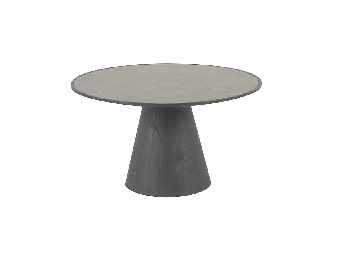Salontafel van eikenhout en blauwe steen L70 cm - MAFRA
