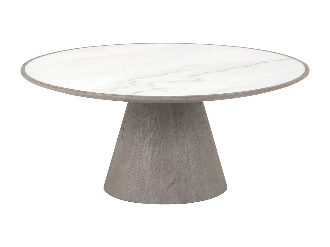 Table basse en chêne et marbre D80 cm - MAFRA