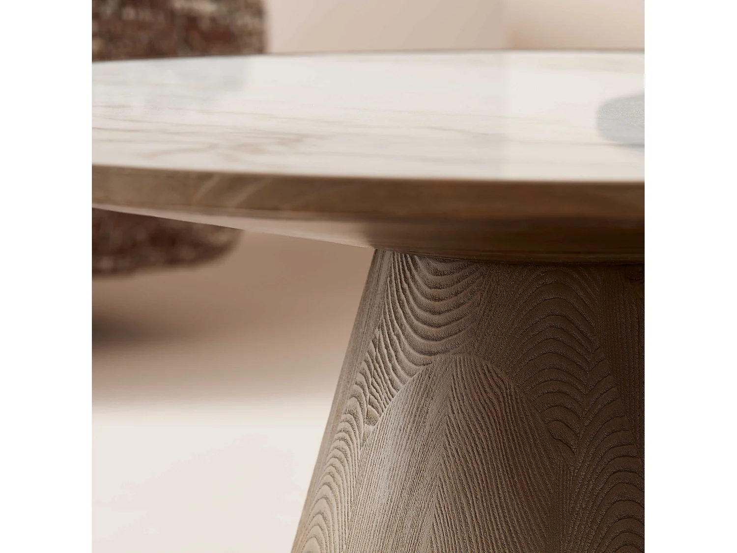 Salontafel van eikenhout en marmer L80 cm - MAFRA