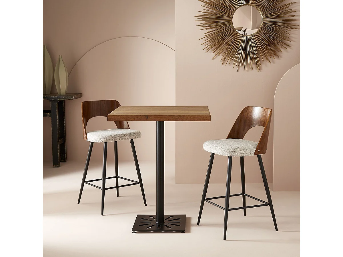 Chaise de comptoir en tissu beige L45 cm - AUSTIN