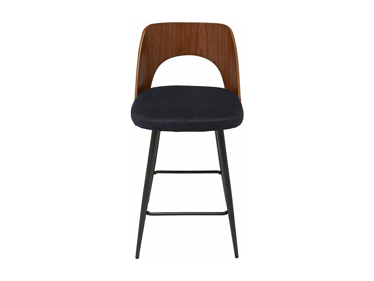 Chaise de comptoir en velours bleu L45 cm - AUSTIN