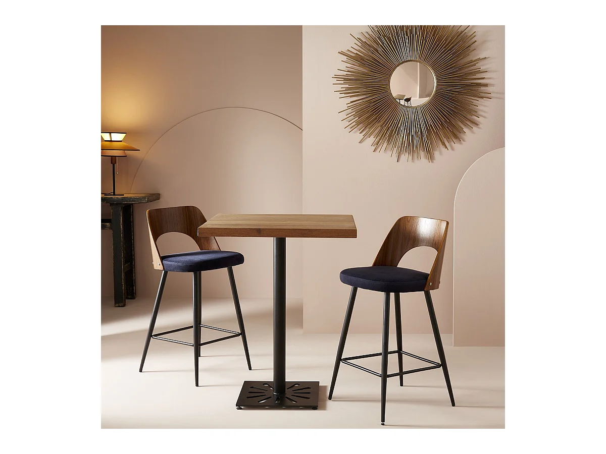 Sgabello da bar in velluto blu L45 cm - AUSTIN