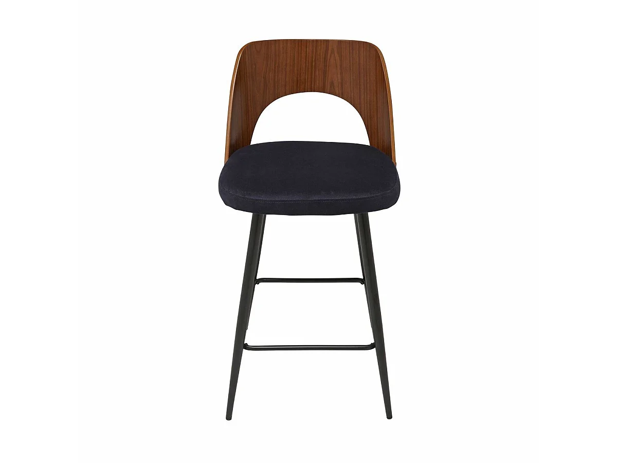 Chaise de comptoir en velours bleu L45 cm - AUSTIN