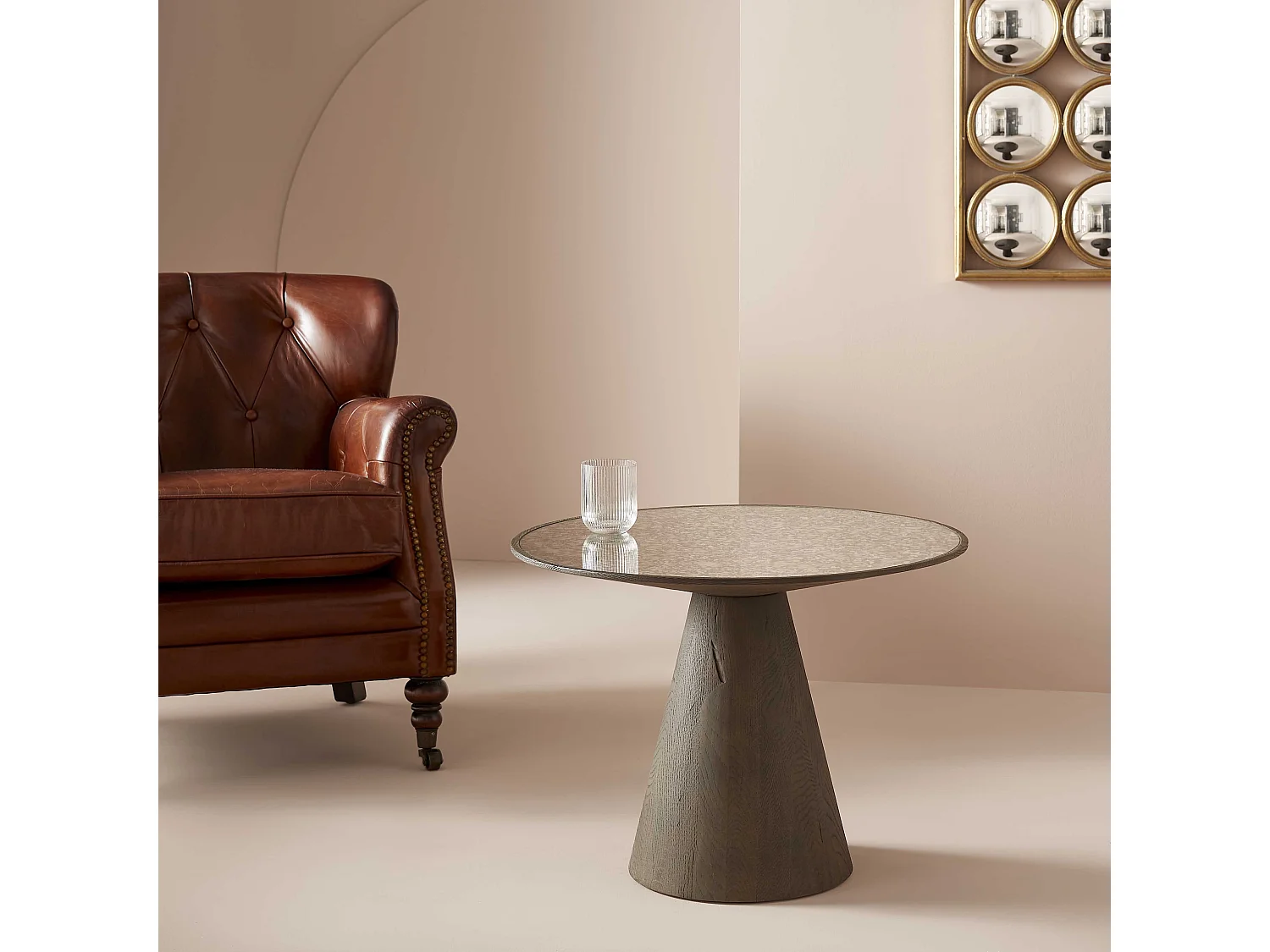 Bout de canapé en chêne et verre L60 cm - MAFRA