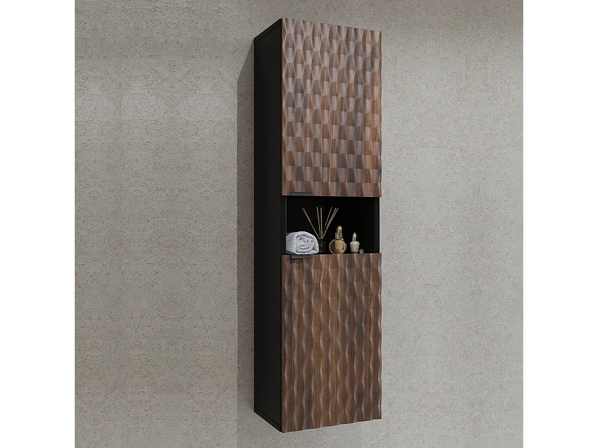 Columna de pared 2 puertas Nevia Madera y Negro