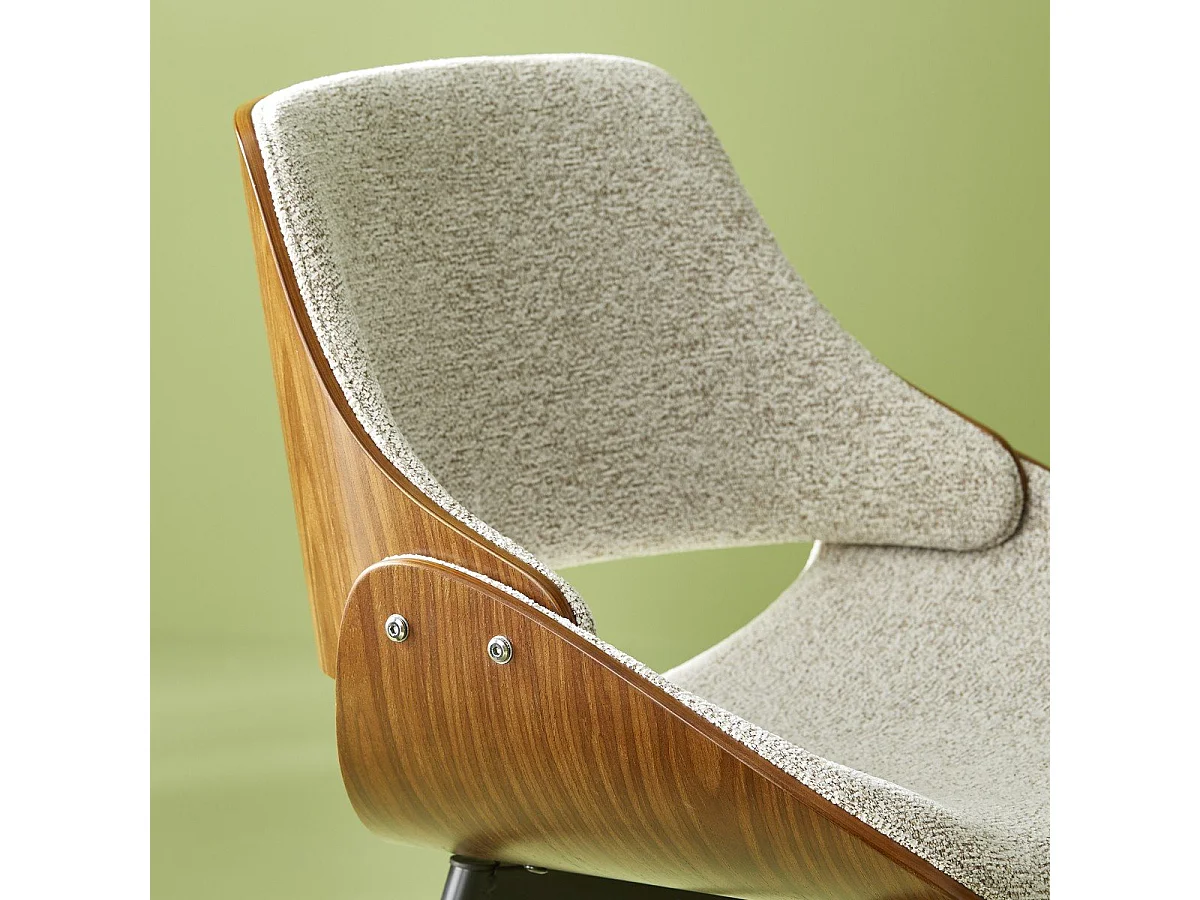 Chaise en noyer et tissu beige L56 cm - MANNIX