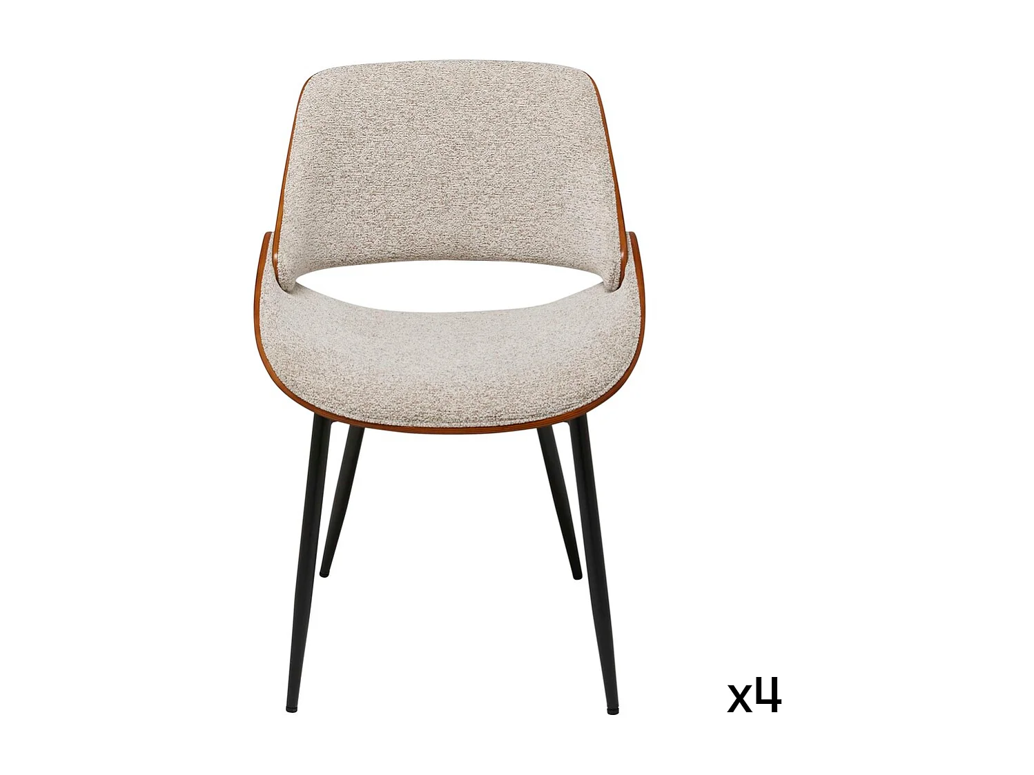 Lot de 4 chaises en noyer et tissu beige L56 cm - MANNIX