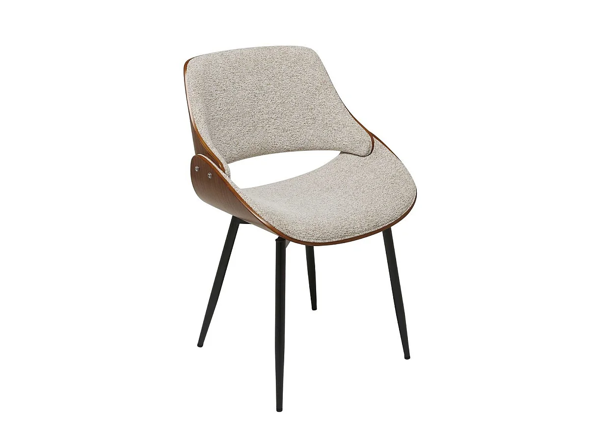 Zestaw 4 krzeseł z drewna orzechowego i beżowej tkaniny L56 cm - MANNIX