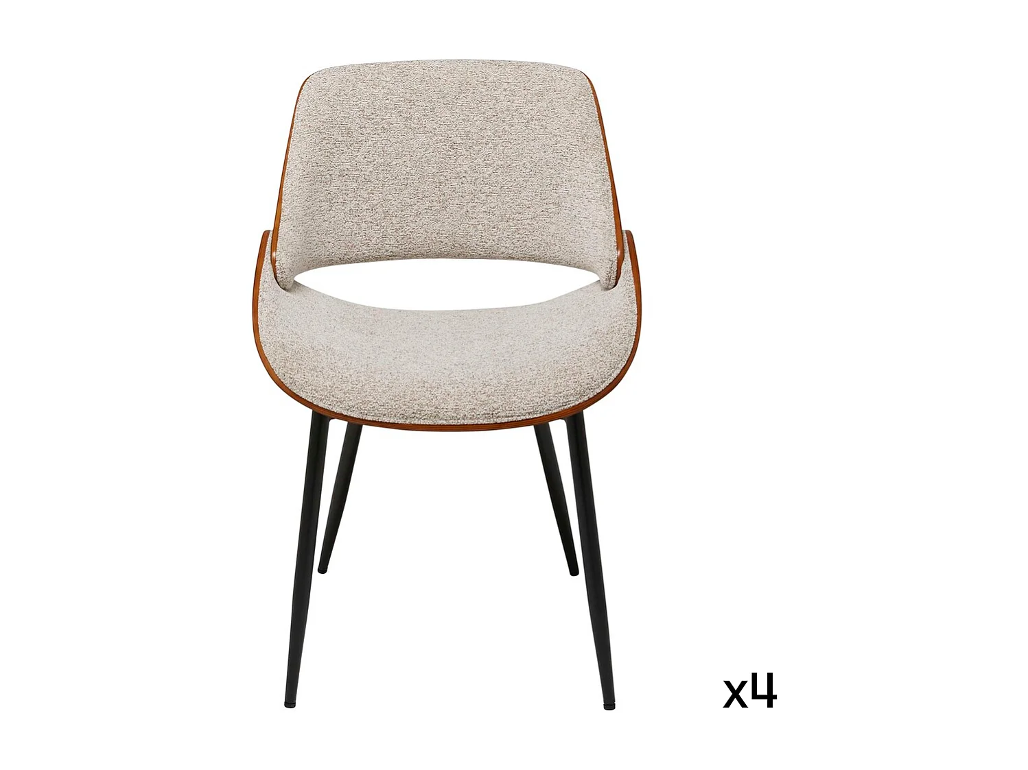 Lot de 4 chaises en noyer et tissu beige L56 cm - MANNIX