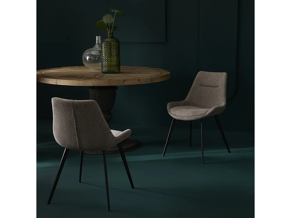 Set mit 6 Stühlen aus taupefarbenem Stoff L62 cm - COLOMBE