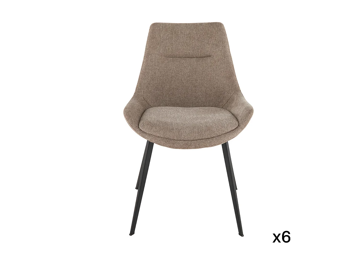 Set van 6 stoelen in taupekleurige stof L62 cm - COLOMBE