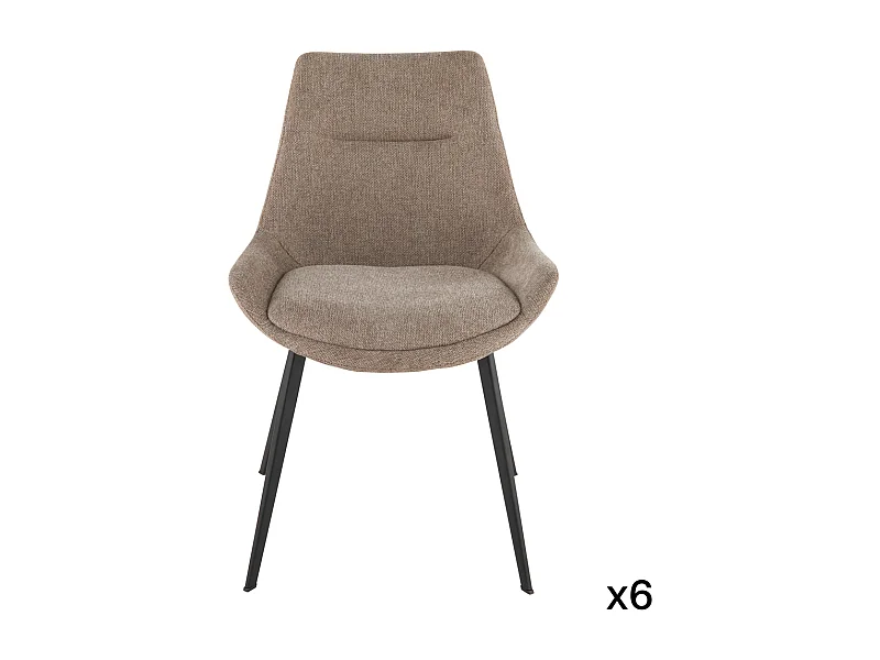 Lot de 6 chaises en tissu taupe L62 cm - COLOMBE