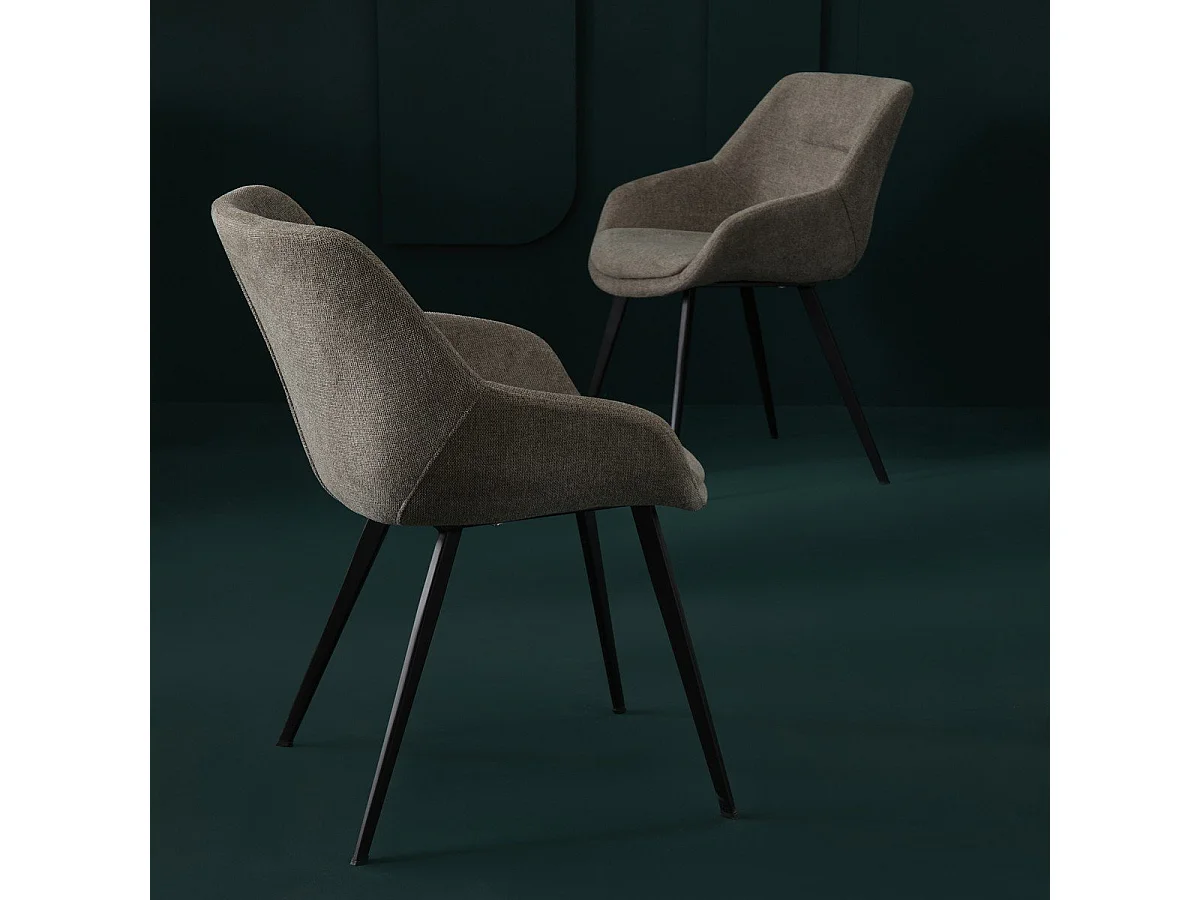 Juego de 2 sillones bridge en tela topo L64 cm - COLOMBE