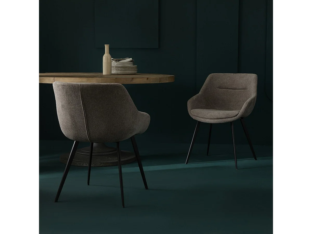 Juego de 2 sillones bridge en tela topo L64 cm - COLOMBE