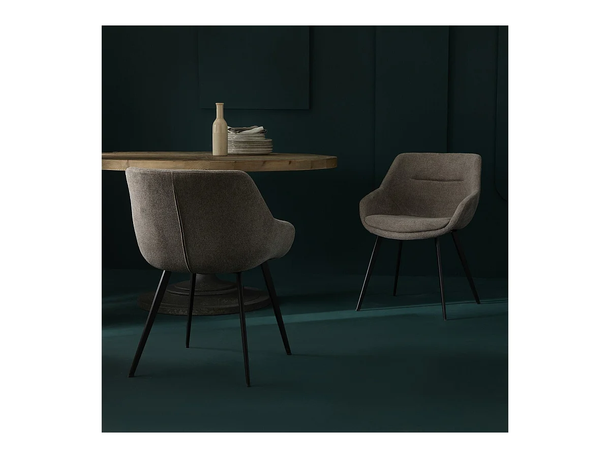 Lot de 2 fauteuils bridge en tissu taupe L64 cm - COLOMBE