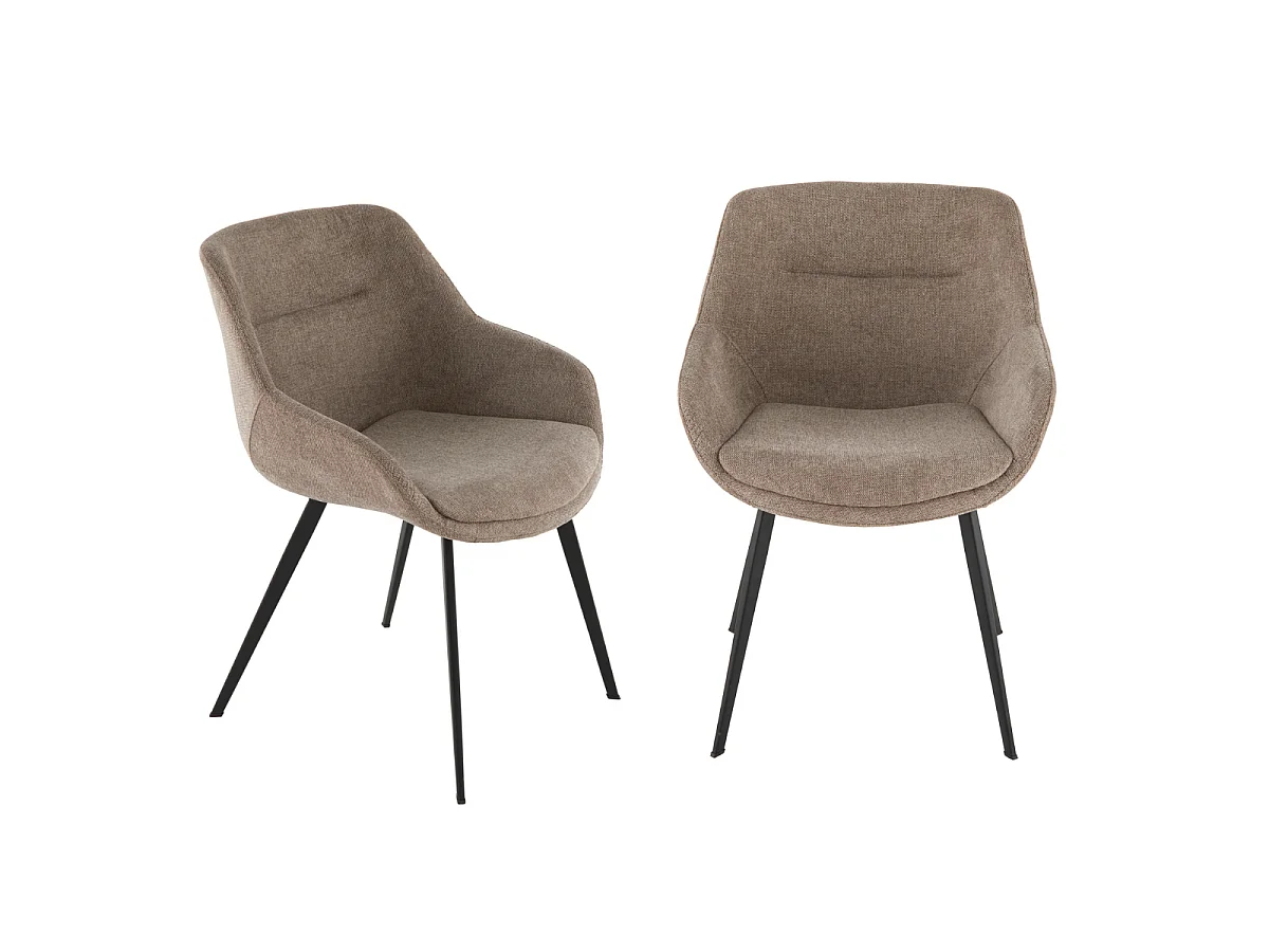 Lot de 2 fauteuils bridge en tissu taupe L64 cm - COLOMBE