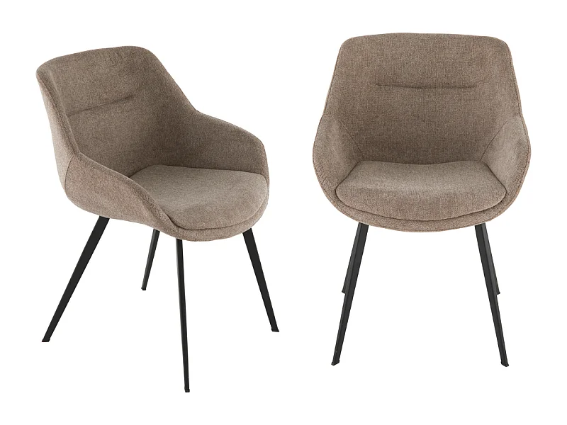 Lot de 2 fauteuils bridge en tissu taupe L64 cm - COLOMBE