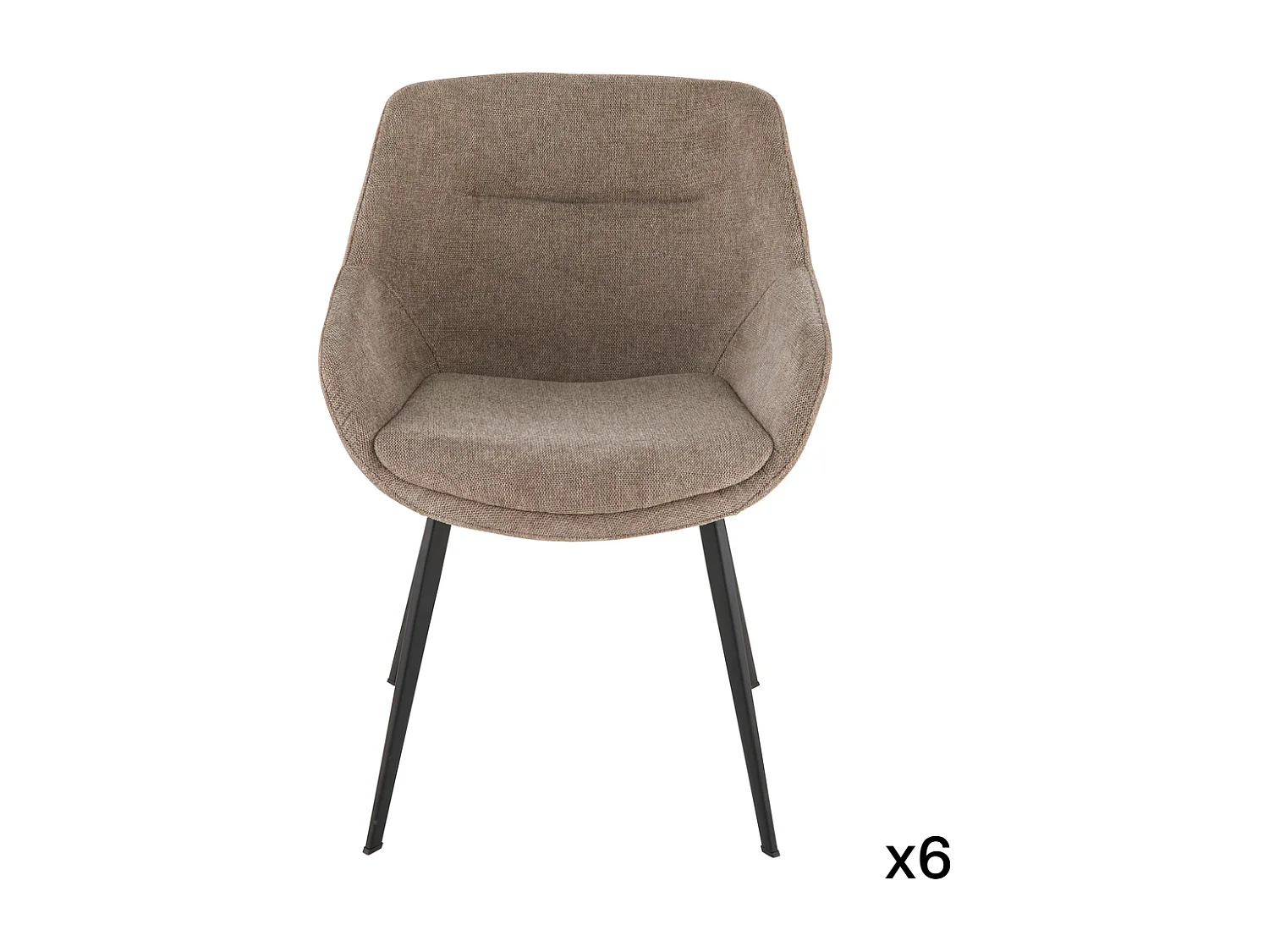 Set van 6 bridge-fauteuils in taupekleurige stof L64 cm - COLOMBE
