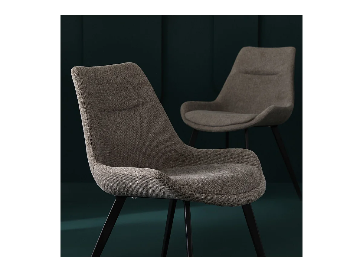 Lot de 2 chaises en tissu taupe L62 cm - COLOMBE