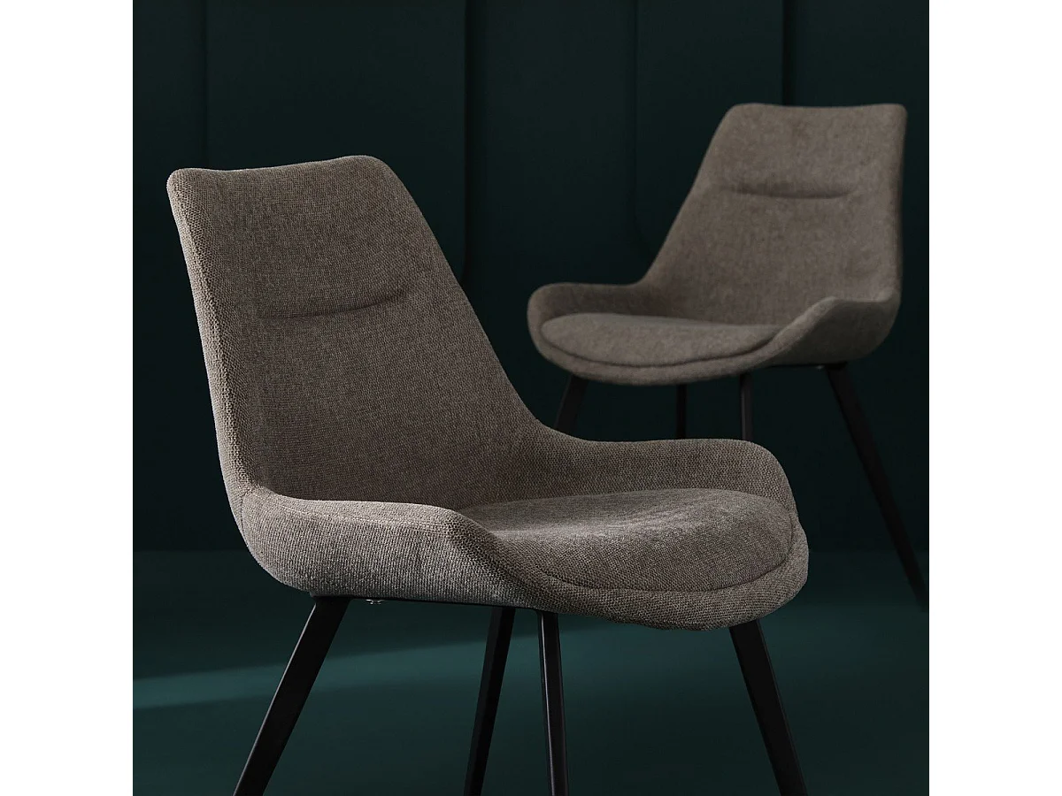 Lot de 2 chaises en tissu taupe L62 cm - COLOMBE