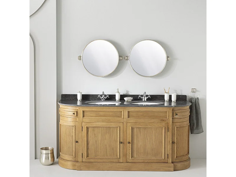 Mueble lavabo doble en roble y piedra azul L191 cm - HAUSMANN