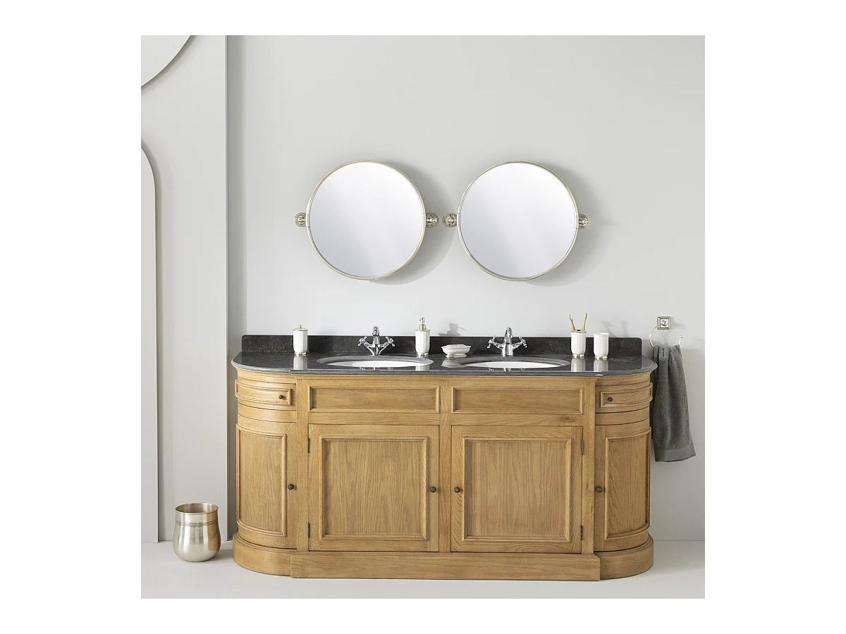 Mobile lavabo doppio in rovere e pietra blu L191 cm - HAUSMANN