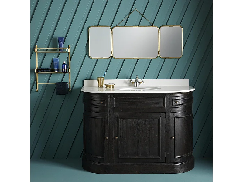 Mueble lavabo simple en madera maciza negra L130 cm - HAUSMANN